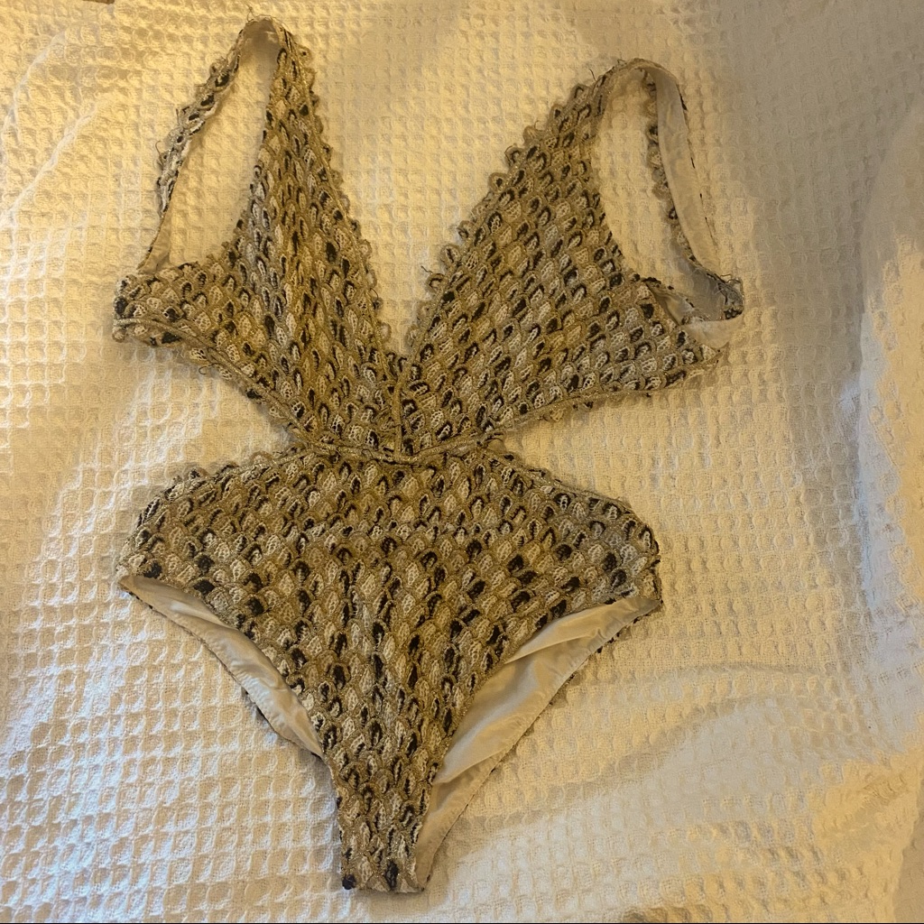 M By Missoni Cream And Black Patterned One-Piece Swimsuit